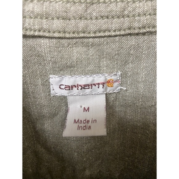 Carhartt Women's M 8/10 Olive Green Brushed 100% Cotton Button Down Shirt Fall - Picture 3 of 11